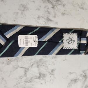 NWT Brooks Brothers 58% Silk Black Fleece Tie Dark Blue Green White Light Blue